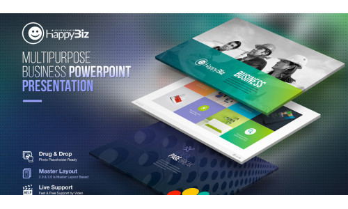 HappyBiz | Business Infographic Marketing PowerPoint template