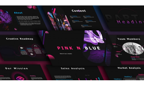Modern Pink Purple Blue Night Theme PowerPoint Template