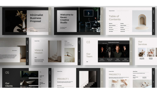 Raven – Stone Grey Minimalist Business Proposal Presentation